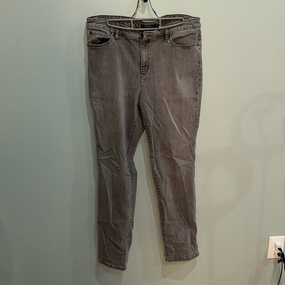 Lauren Ralph Lauren Jeans Womens size16 Gray Wash Premier Straight Denim Stretch - Picture 2 of 11